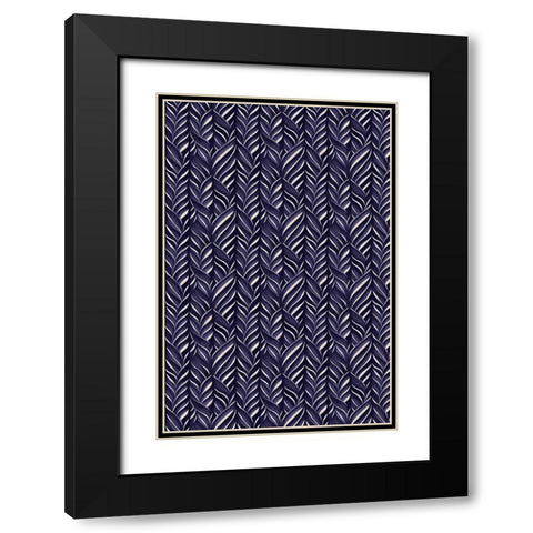 Indigo Blue Pattern Black Modern Wood Framed Art Print with Double Matting by Treechild