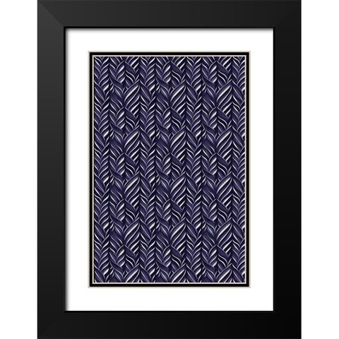 Indigo Blue Pattern Black Modern Wood Framed Art Print with Double Matting by Treechild
