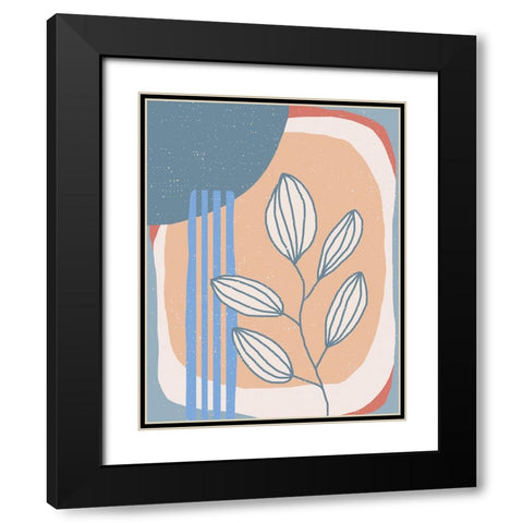 Botanical Plants and Sun Black Modern Wood Framed Art Print with Double Matting by Demir, Aylin