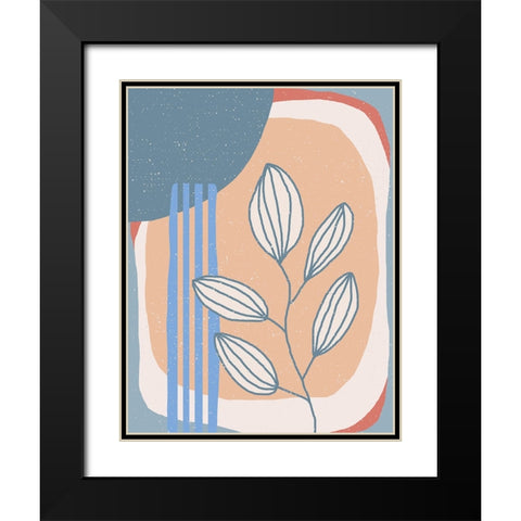 Botanical Plants and Sun Black Modern Wood Framed Art Print with Double Matting by Demir, Aylin