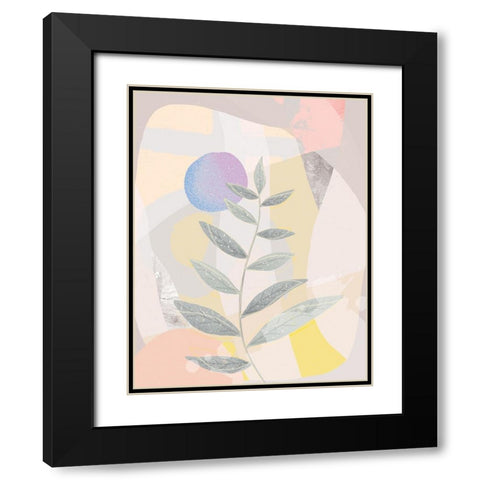 Blue Moon and Leaves Black Modern Wood Framed Art Print with Double Matting by Demir, Aylin