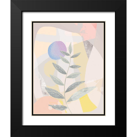 Blue Moon and Leaves Black Modern Wood Framed Art Print with Double Matting by Demir, Aylin