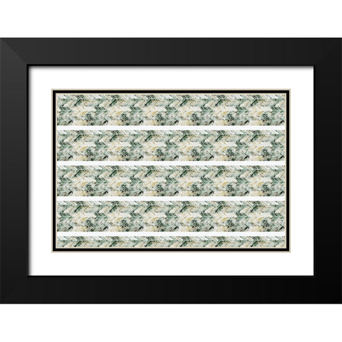 Green Beige Pattern Black Modern Wood Framed Art Print with Double Matting by Treechild