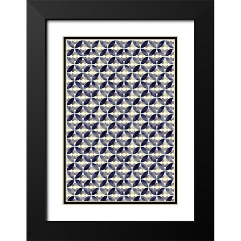 Round Watercolor Pattern Black Modern Wood Framed Art Print with Double Matting by Treechild