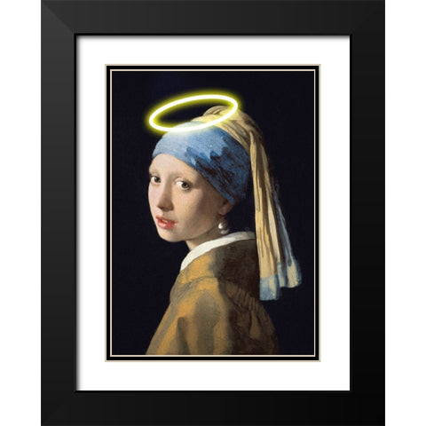 Girl With A Halo Black Modern Wood Framed Art Print with Double Matting by Artelele