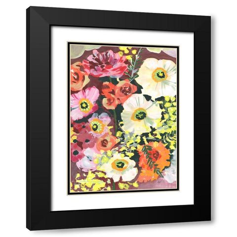 White Anemones Black Modern Wood Framed Art Print with Double Matting by Zwara, Ania