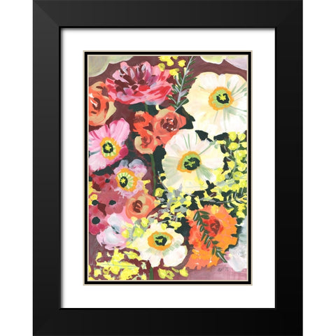 White Anemones Black Modern Wood Framed Art Print with Double Matting by Zwara, Ania