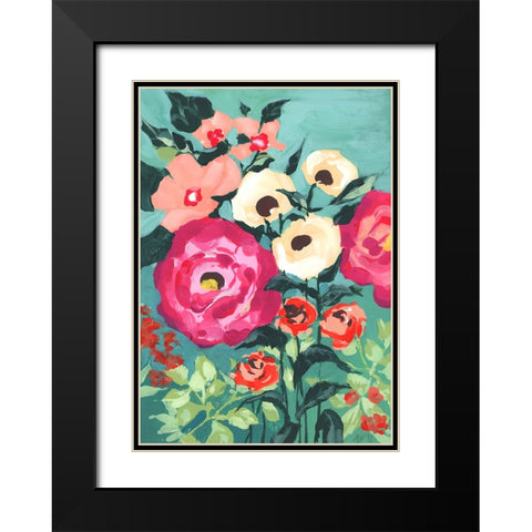Viva Magenta Peonies Black Modern Wood Framed Art Print with Double Matting by Zwara, Ania