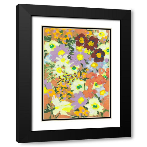 Violet daisies and orange marigold Black Modern Wood Framed Art Print with Double Matting by Zwara, Ania