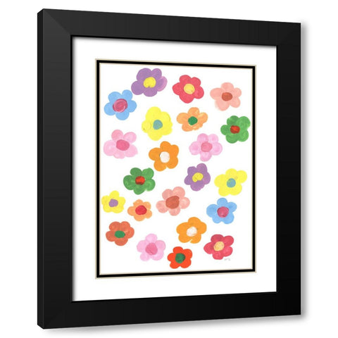 Rainbow Daisies Black Modern Wood Framed Art Print with Double Matting by Zwara, Ania