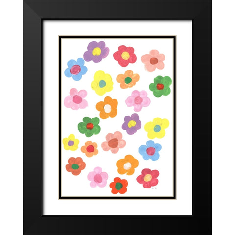 Rainbow Daisies Black Modern Wood Framed Art Print with Double Matting by Zwara, Ania