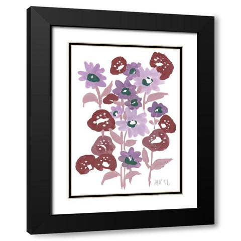 Purple Flowerbed Black Modern Wood Framed Art Print with Double Matting by Zwara, Ania