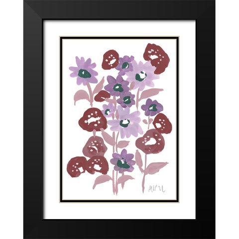 Purple Flowerbed Black Modern Wood Framed Art Print with Double Matting by Zwara, Ania