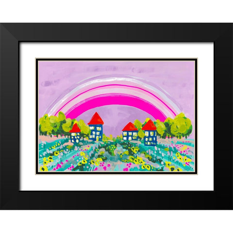 Opera Rose Rainbow Black Modern Wood Framed Art Print with Double Matting by Zwara, Ania