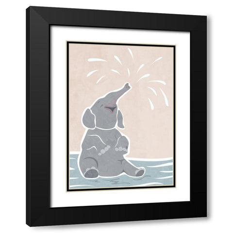 Cute scandi elephant childrens art Black Modern Wood Framed Art Print with Double Matting by Manovski, Sarah