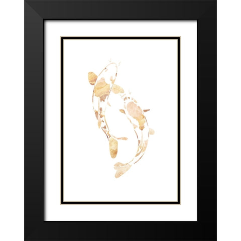 Gold koi fish silhouettes Black Modern Wood Framed Art Print with Double Matting by Manovski, Sarah