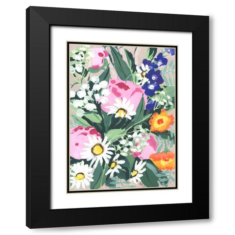 Daisies On Green Grass Black Modern Wood Framed Art Print with Double Matting by Zwara, Ania