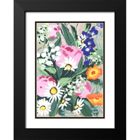 Daisies On Green Grass Black Modern Wood Framed Art Print with Double Matting by Zwara, Ania