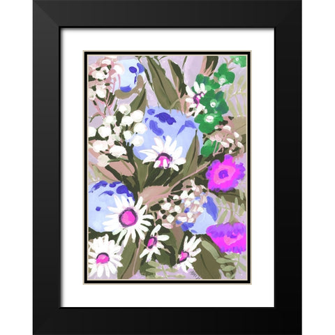 Daisies On Dark Green Grass Black Modern Wood Framed Art Print with Double Matting by Zwara, Ania