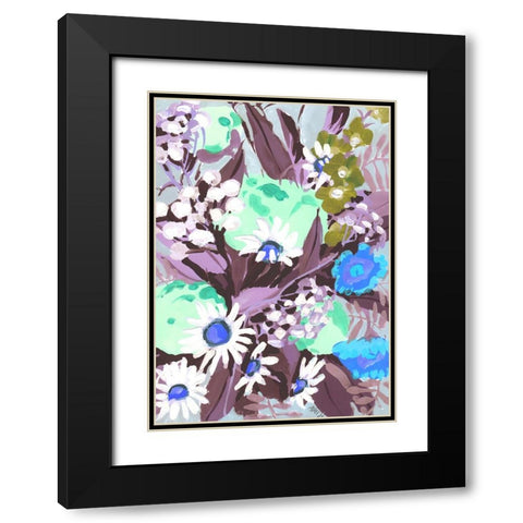 Daisies On Purple Grass Black Modern Wood Framed Art Print with Double Matting by Zwara, Ania