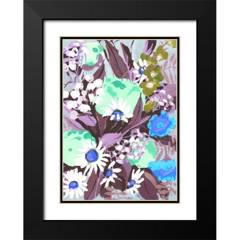 Daisies On Purple Grass Black Modern Wood Framed Art Print with Double Matting by Zwara, Ania
