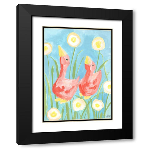 Coral Gees In The Garden Black Modern Wood Framed Art Print with Double Matting by Zwara, Ania
