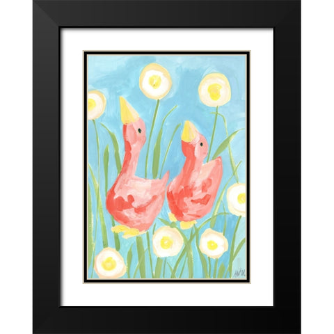 Coral Gees In The Garden Black Modern Wood Framed Art Print with Double Matting by Zwara, Ania