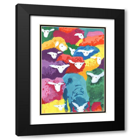 Colorful Sheep Cocktail Black Modern Wood Framed Art Print with Double Matting by Zwara, Ania