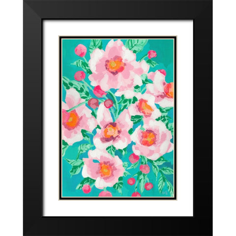Anemones With Pink Fruits Black Modern Wood Framed Art Print with Double Matting by Zwara, Ania