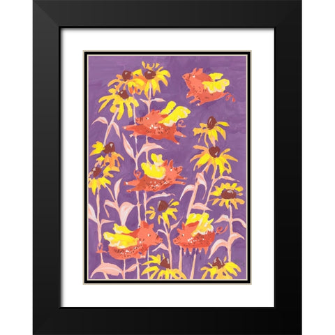 Flying Piglets Black Modern Wood Framed Art Print with Double Matting by Zwara, Ania