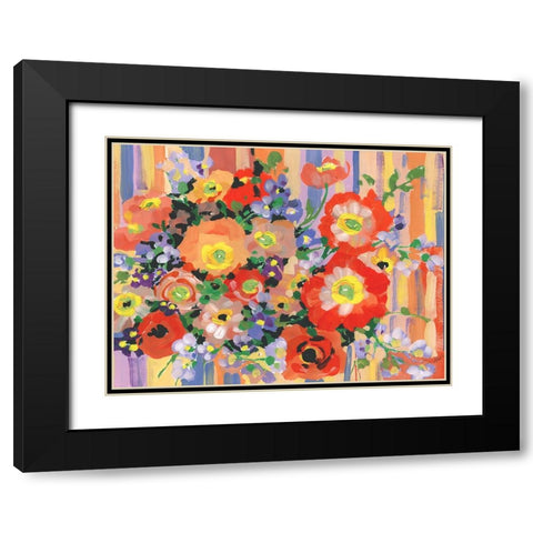 Folk Bouquet Black Modern Wood Framed Art Print with Double Matting by Zwara, Ania