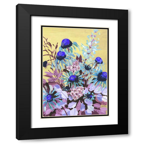 Echinacea Cobalt Blue Black Modern Wood Framed Art Print with Double Matting by Zwara, Ania