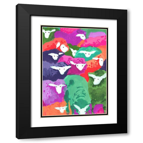 Colorful Sheep Cocktail Tropical Black Modern Wood Framed Art Print with Double Matting by Zwara, Ania