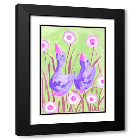 Violet Gees In The Garden Black Modern Wood Framed Art Print with Double Matting by Zwara, Ania
