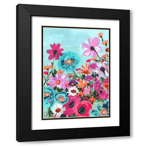 Meadow In June Pink Black Modern Wood Framed Art Print with Double Matting by Zwara, Ania