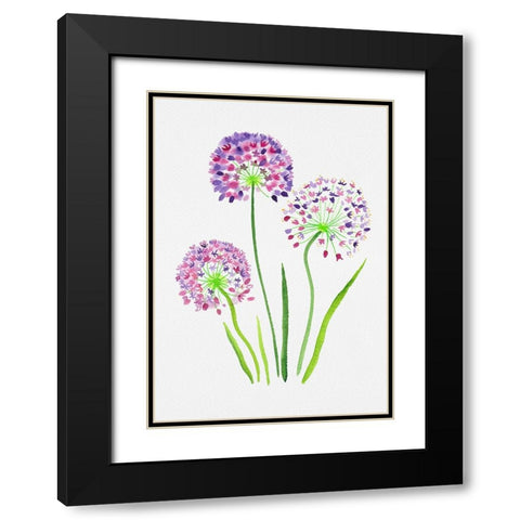 Giant onion or Allium giganteum botanical painting Black Modern Wood Framed Art Print with Double Matting by Kata Botanical