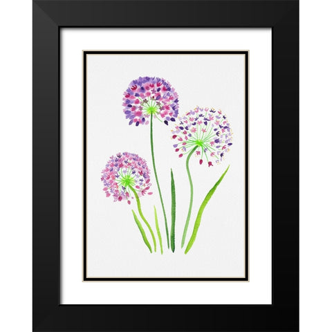 Giant onion or Allium giganteum botanical painting Black Modern Wood Framed Art Print with Double Matting by Kata Botanical