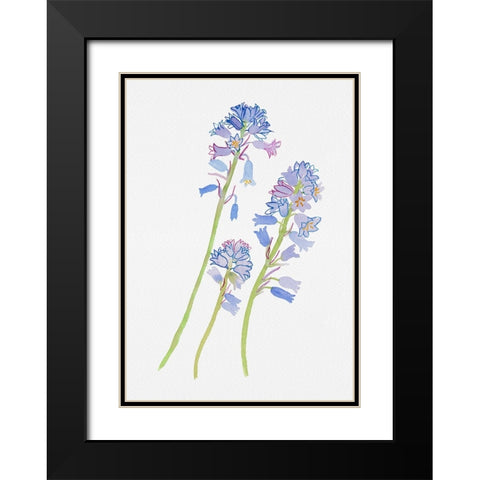 Spanish bluebell or Hyacinthoides hispanica botanical painting Black Modern Wood Framed Art Print with Double Matting by Kata Botanical