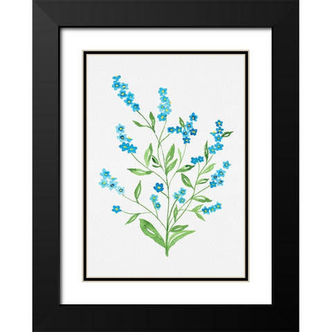 Wood forget-me-not or Myosotis sylvatica botanical painting Black Modern Wood Framed Art Print with Double Matting by Kata Botanical