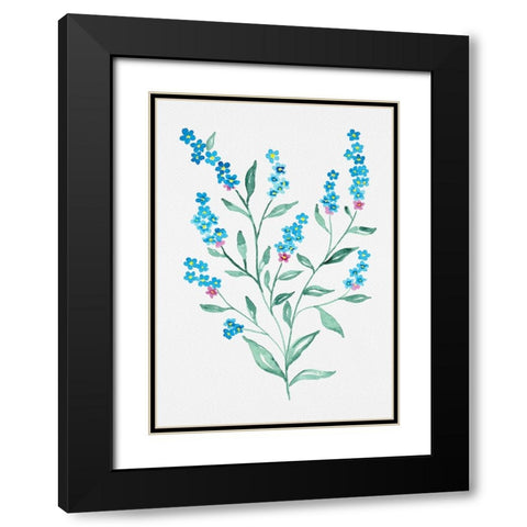 Wood forget-me-not or Myosotis sylvatica botanical painting Black Modern Wood Framed Art Print with Double Matting by Kata Botanical