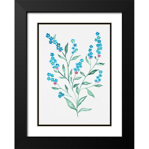 Wood forget-me-not or Myosotis sylvatica botanical painting Black Modern Wood Framed Art Print with Double Matting by Kata Botanical