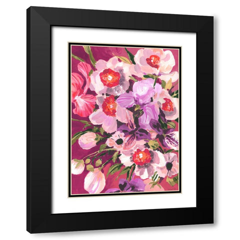 Pink Orchids Black Modern Wood Framed Art Print with Double Matting by Zwara, Ania