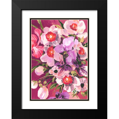 Pink Orchids Black Modern Wood Framed Art Print with Double Matting by Zwara, Ania