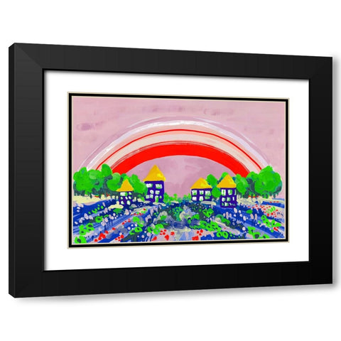 Red Rainbow Black Modern Wood Framed Art Print with Double Matting by Zwara, Ania