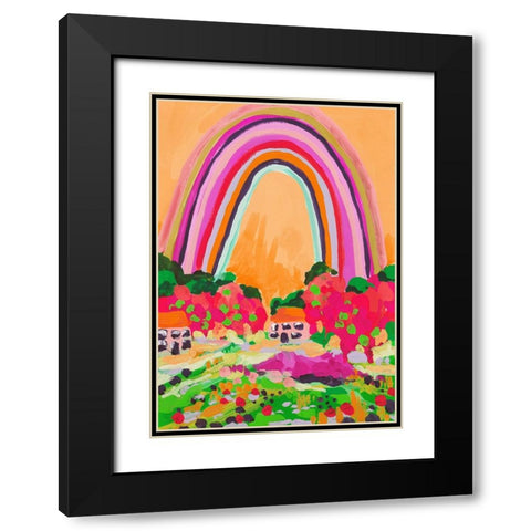 Countryside Rainbow On Orange Black Modern Wood Framed Art Print with Double Matting by Zwara, Ania