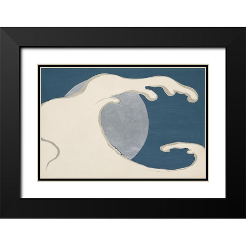 Waves and sun from Momoyogusa Black Modern Wood Framed Art Print with Double Matting by Pictufy