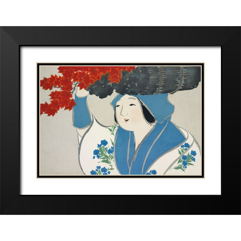 Woman From Momoyogusa Black Modern Wood Framed Art Print with Double Matting by Pictufy