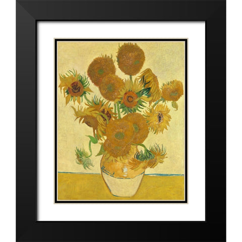 Sunflowers Black Modern Wood Framed Art Print with Double Matting by Pictufy