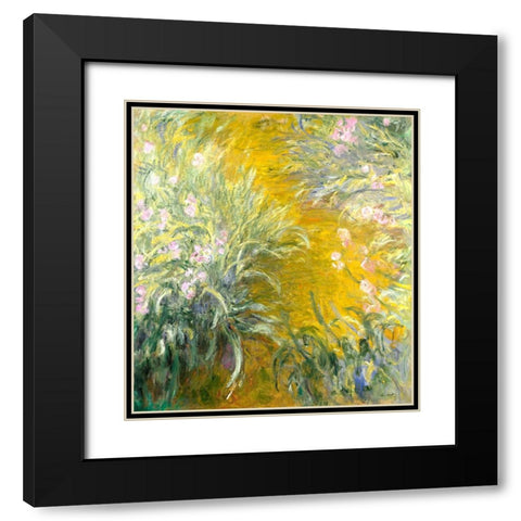 The Path through the Irises Black Modern Wood Framed Art Print with Double Matting by Pictufy