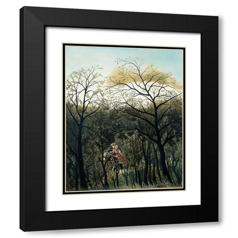 Rendezvous In The Forest Black Modern Wood Framed Art Print with Double Matting by Pictufy
